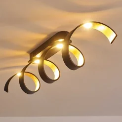 Plafonnier Rezat Led Noir Dore, 1 Lumiere