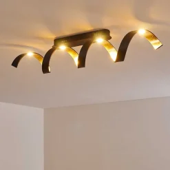 Plafonnier Rezat Led Noir Dore, 1 Lumiere