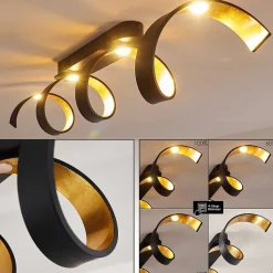 Plafonnier Rezat Led Noir Dore, 1 Lumiere