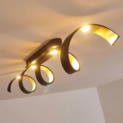 Plafonnier Rezat Led Noir Dore, 1 Lumiere