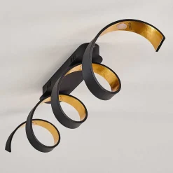 Plafonnier Rezat Led Noir Dore, 1 Lumiere