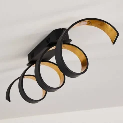 Plafonnier Rezat Led Noir Dore, 1 Lumiere