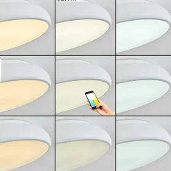 Plafonnier Rhone Led Blanc, 1 Lumiere, Changeur De Couleurs