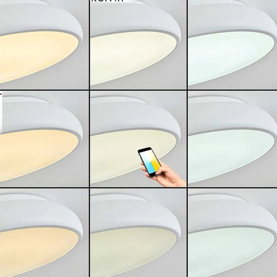 Plafonnier Rhone Led Blanc, 1 Lumiere, Changeur De Couleurs