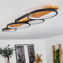 Plafonnier Rodekro Led Bois Clair, Noir, 1 Lumiere