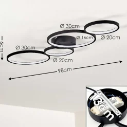 Plafonnier Rodekro Led Noir, 1 Lumiere