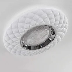 Plafonnier Roseto Led Chrome, Transparent, Blanc, 1 Lumiere, Telecommandes