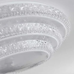 Plafonnier Roseto Led Transparent, Blanc, 1 Lumiere, Telecommandes