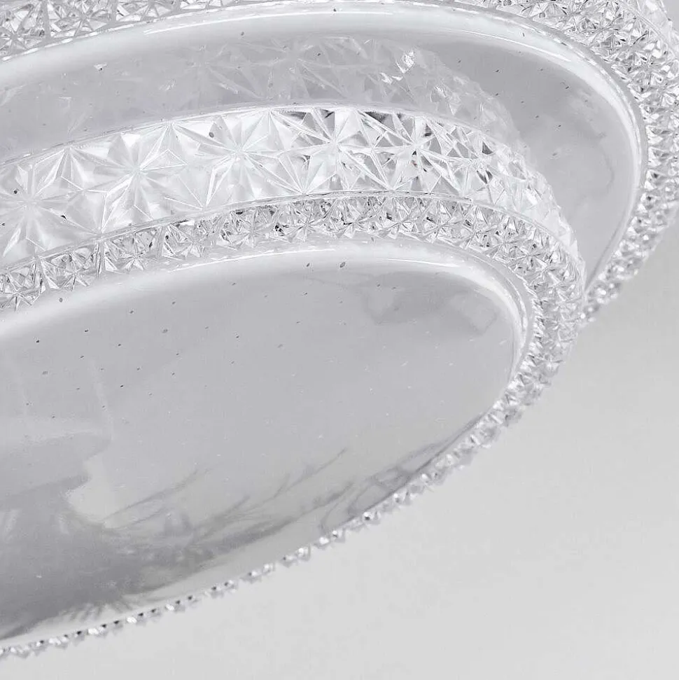 Plafonnier Roseto Led Transparent, Blanc, 1 Lumiere, Telecommandes