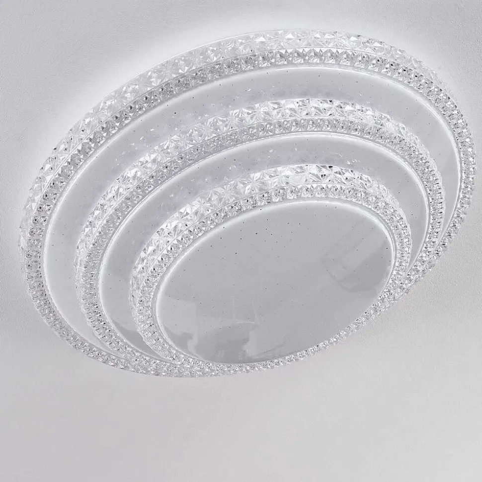 Plafonnier Roseto Led Transparent, Blanc, 1 Lumiere, Telecommandes