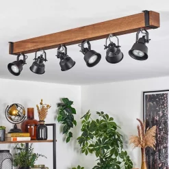 Plafonnier Safari Brun, Noir, 6 Lumieres