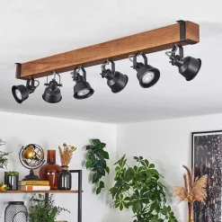 Plafonnier Safari Brun, Noir, 6 Lumieres