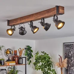 Plafonnier Safari Brun, Noir, 5 Lumieres