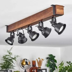 Plafonnier Safari Brun, Noir, 5 Lumieres