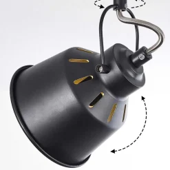 Plafonnier Safari Chrome, Noir, 6 Lumieres