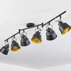 Plafonnier Safari Chrome, Noir, 6 Lumieres