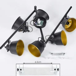 Plafonnier Safari Chrome, Noir, 6 Lumieres