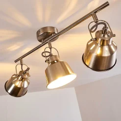 Plafonnier Safari Chrome Brosse, 3 Lumieres