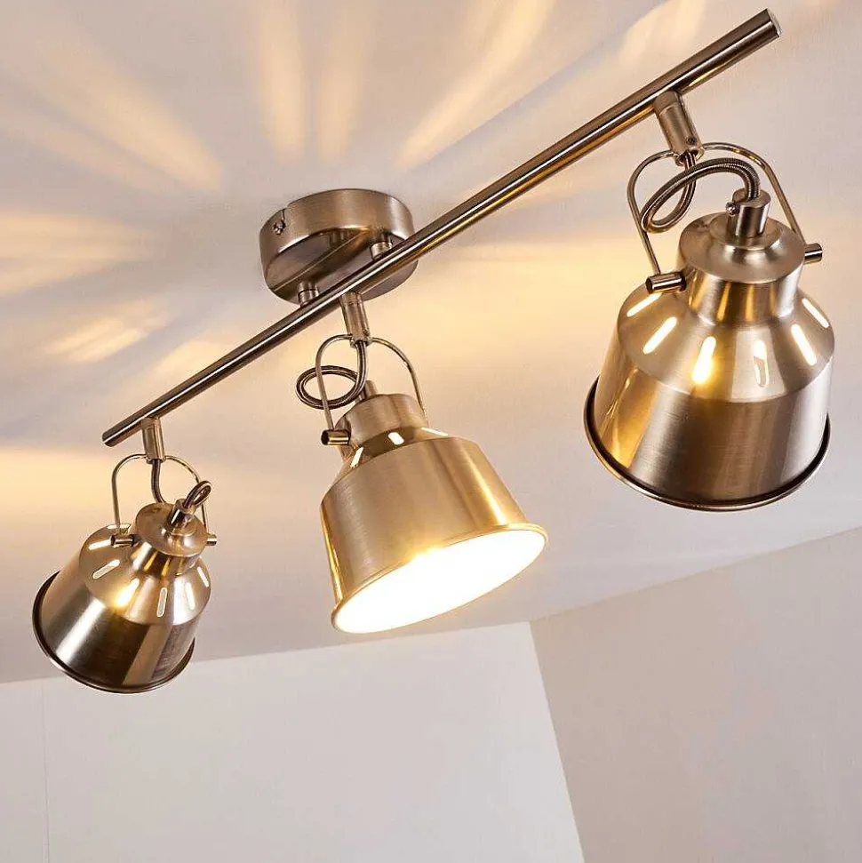 Plafonnier Safari Chrome Brosse, 3 Lumieres