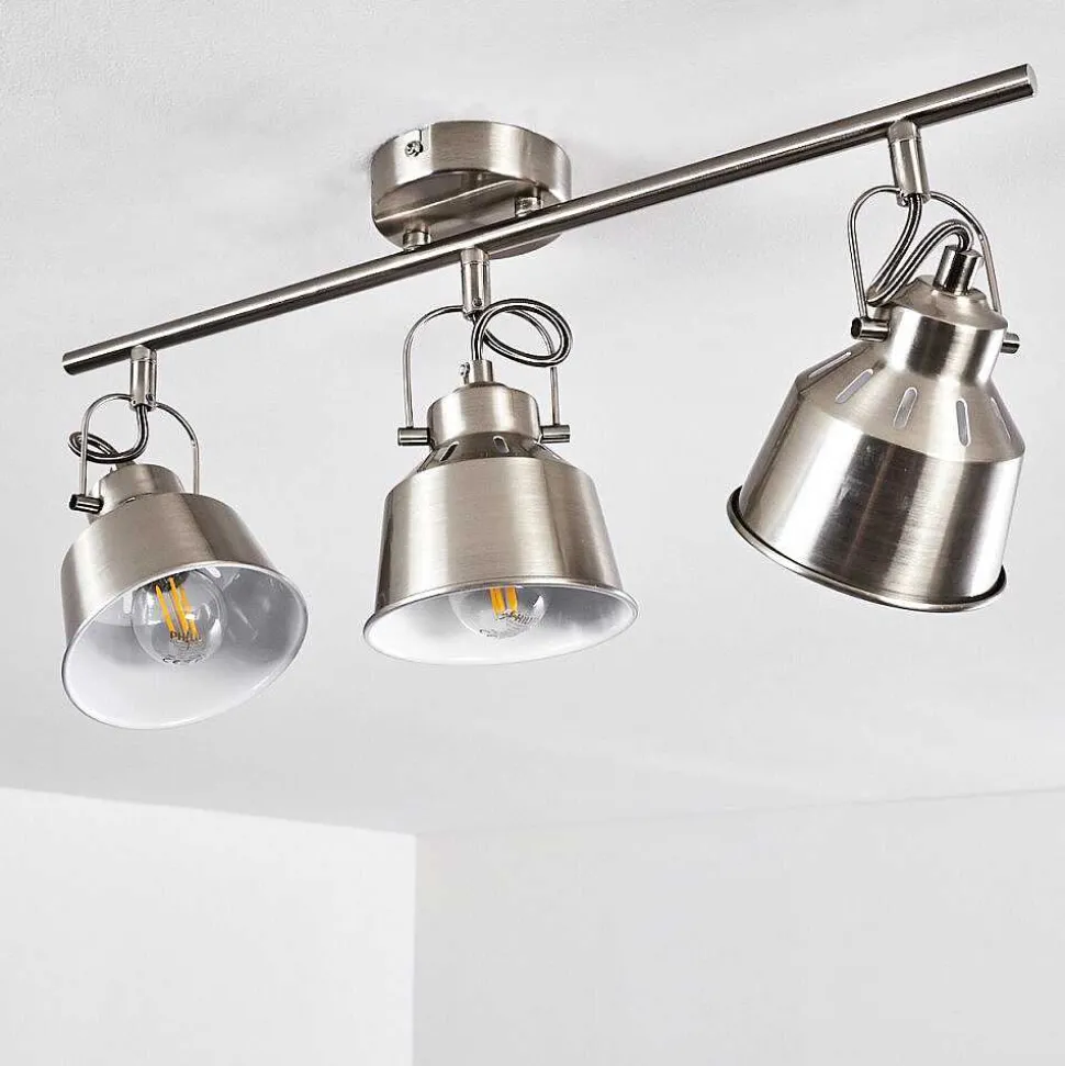 Plafonnier Safari Chrome Brosse, 3 Lumieres