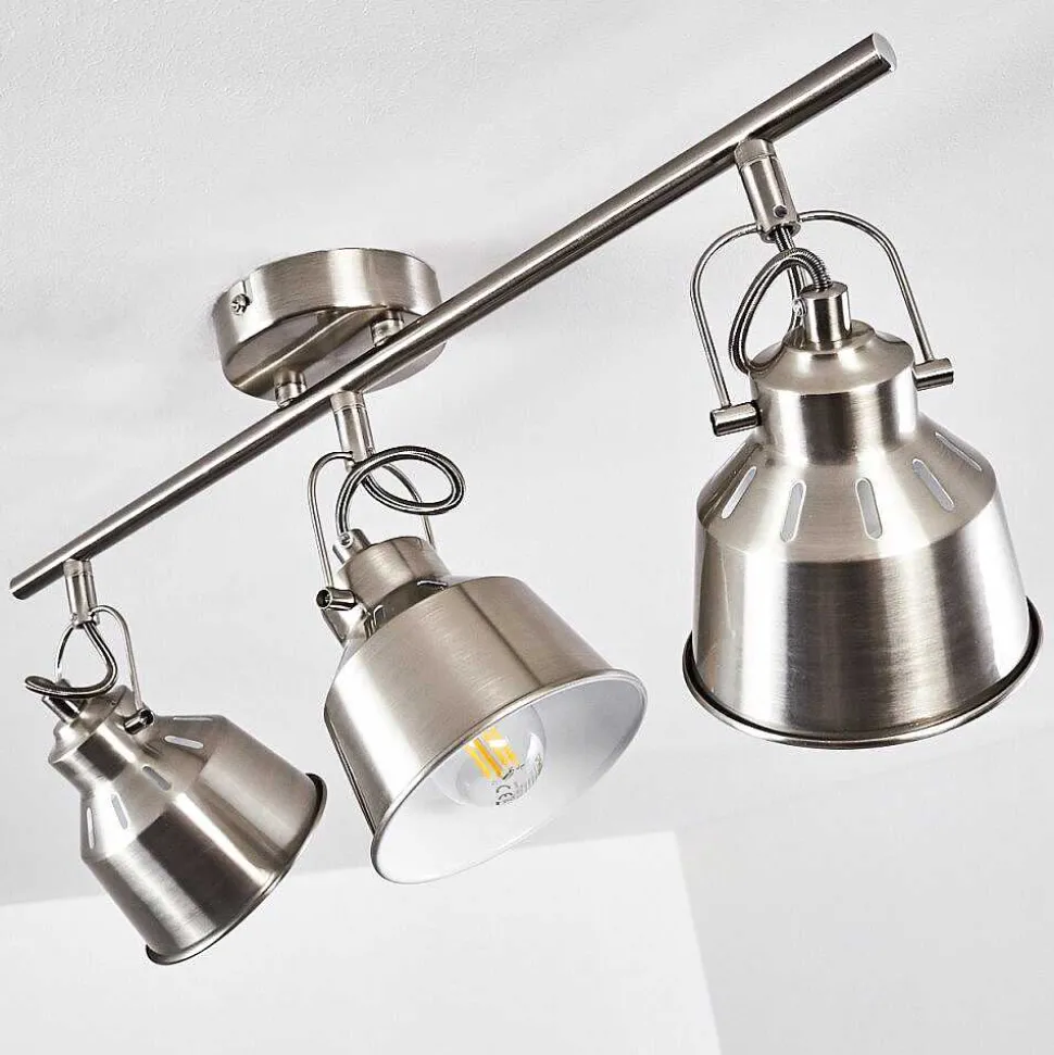 Plafonnier Safari Chrome Brosse, 3 Lumieres