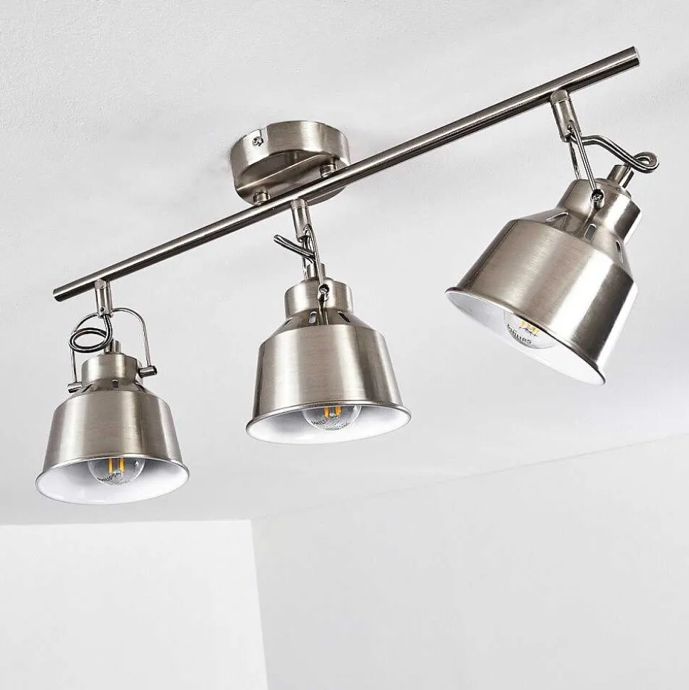 Plafonnier Safari Chrome Brosse, 3 Lumieres