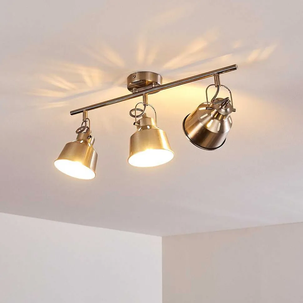 Plafonnier Safari Chrome Brosse, 3 Lumieres