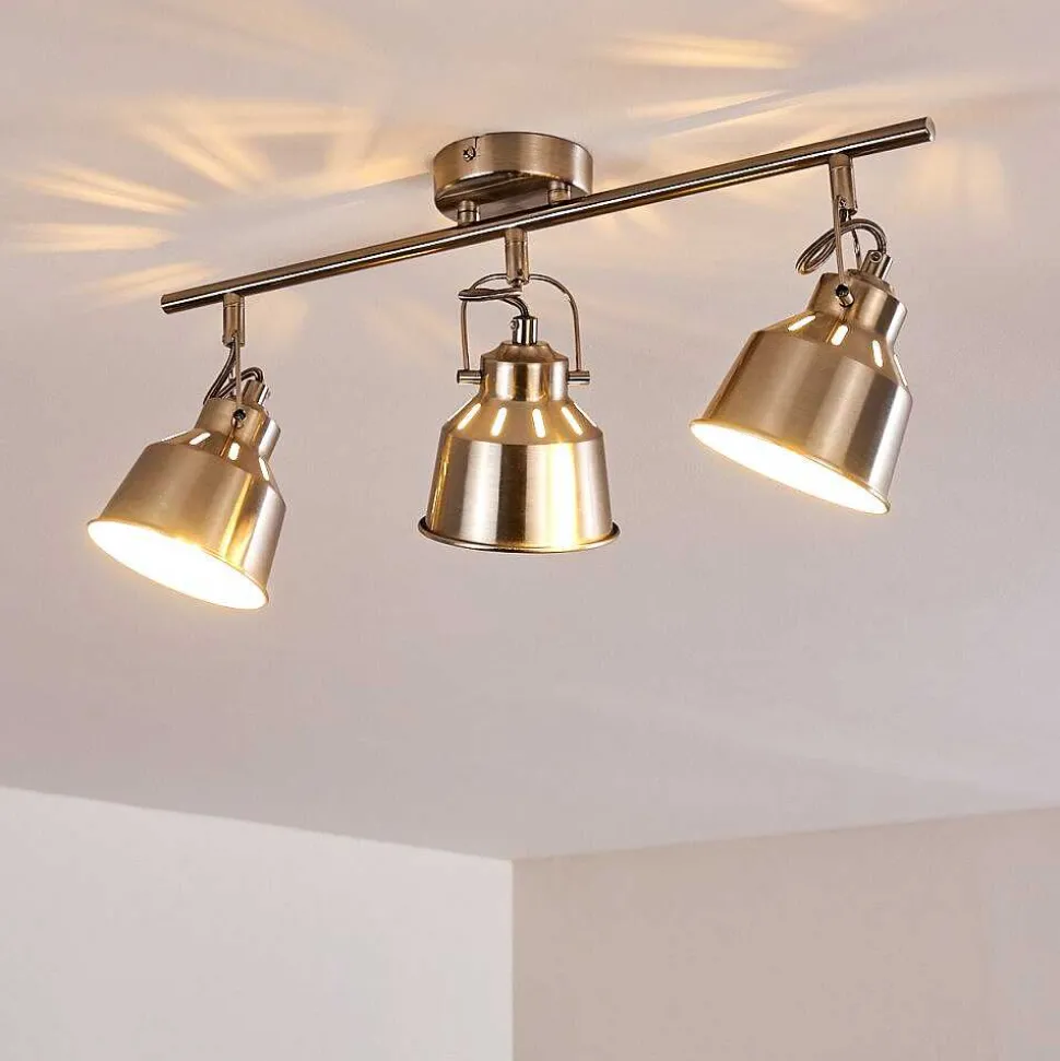 Plafonnier Safari Chrome Brosse, 3 Lumieres