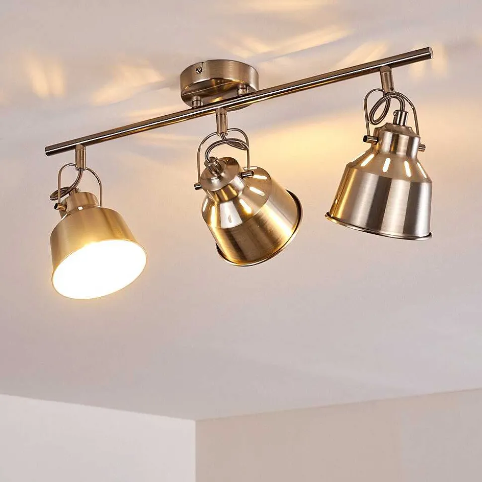 Plafonnier Safari Chrome Brosse, 3 Lumieres