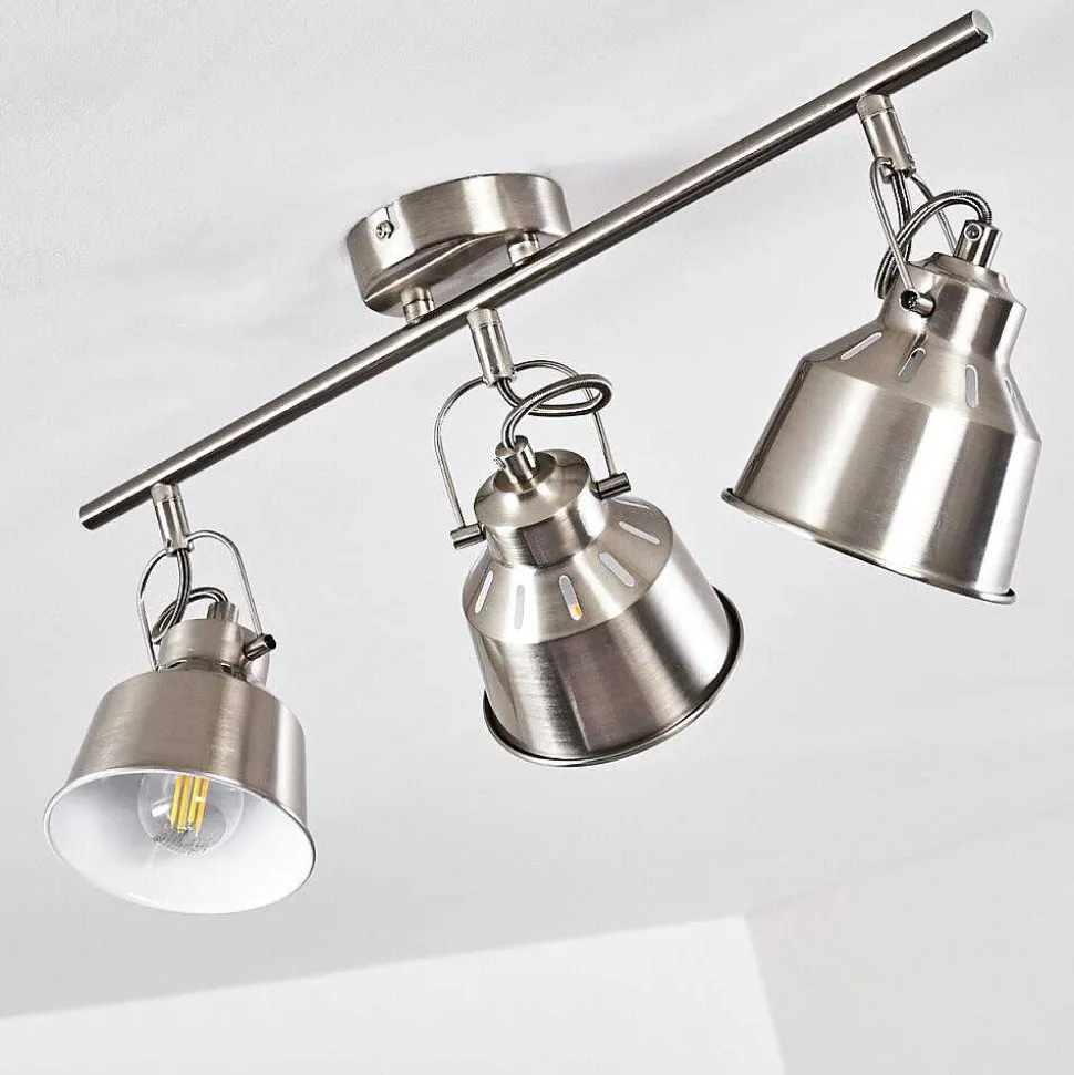 Plafonnier Safari Chrome Brosse, 3 Lumieres