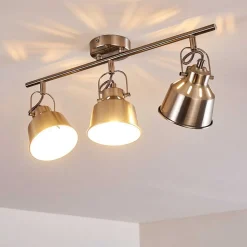 Plafonnier Safari Chrome Brosse, 3 Lumieres