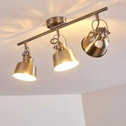 Plafonnier Safari Chrome Brosse, 3 Lumieres