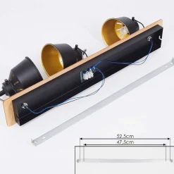 Plafonnier Safari Chrome, Ecru, Noir, 3 Lumieres