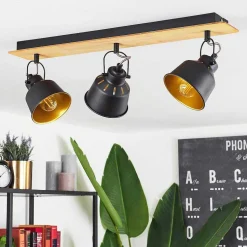 Plafonnier Safari Chrome, Ecru, Noir, 3 Lumieres