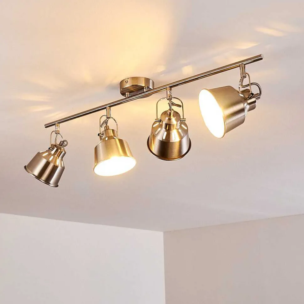 Plafonnier Safari Chrome Brosse, 4 Lumieres