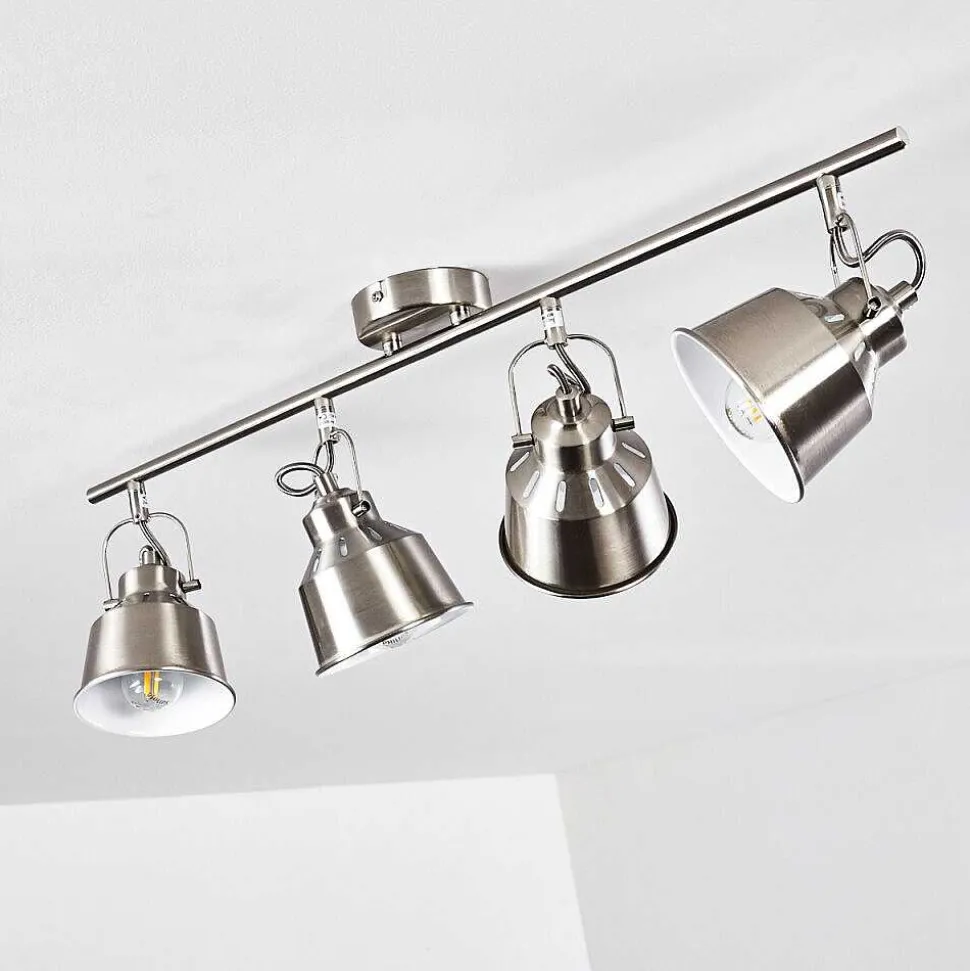 Plafonnier Safari Chrome Brosse, 4 Lumieres