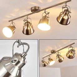 Plafonnier Safari Chrome Brosse, 4 Lumieres