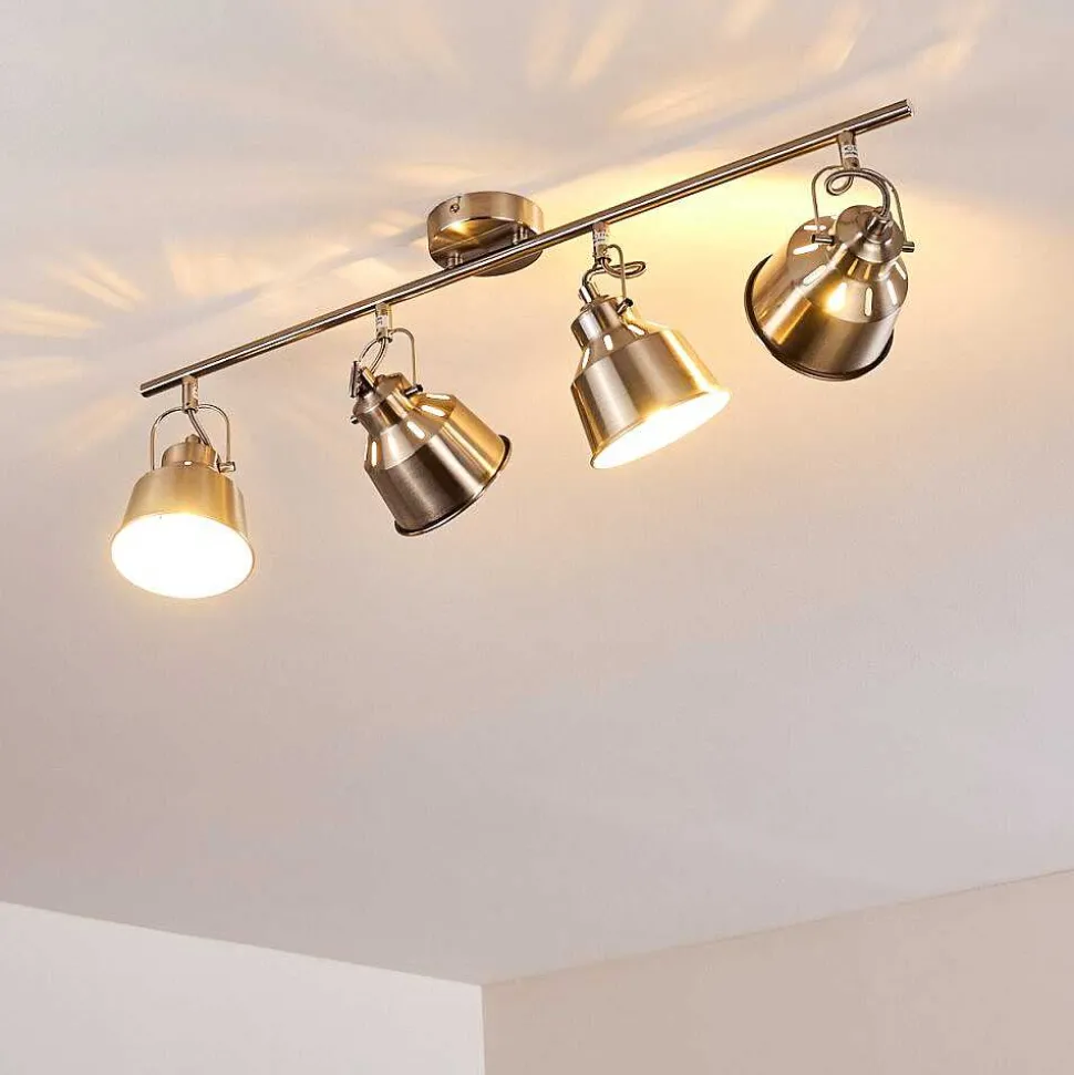 Plafonnier Safari Chrome Brosse, 4 Lumieres