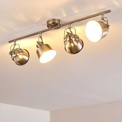 Plafonnier Safari Chrome Brosse, 4 Lumieres