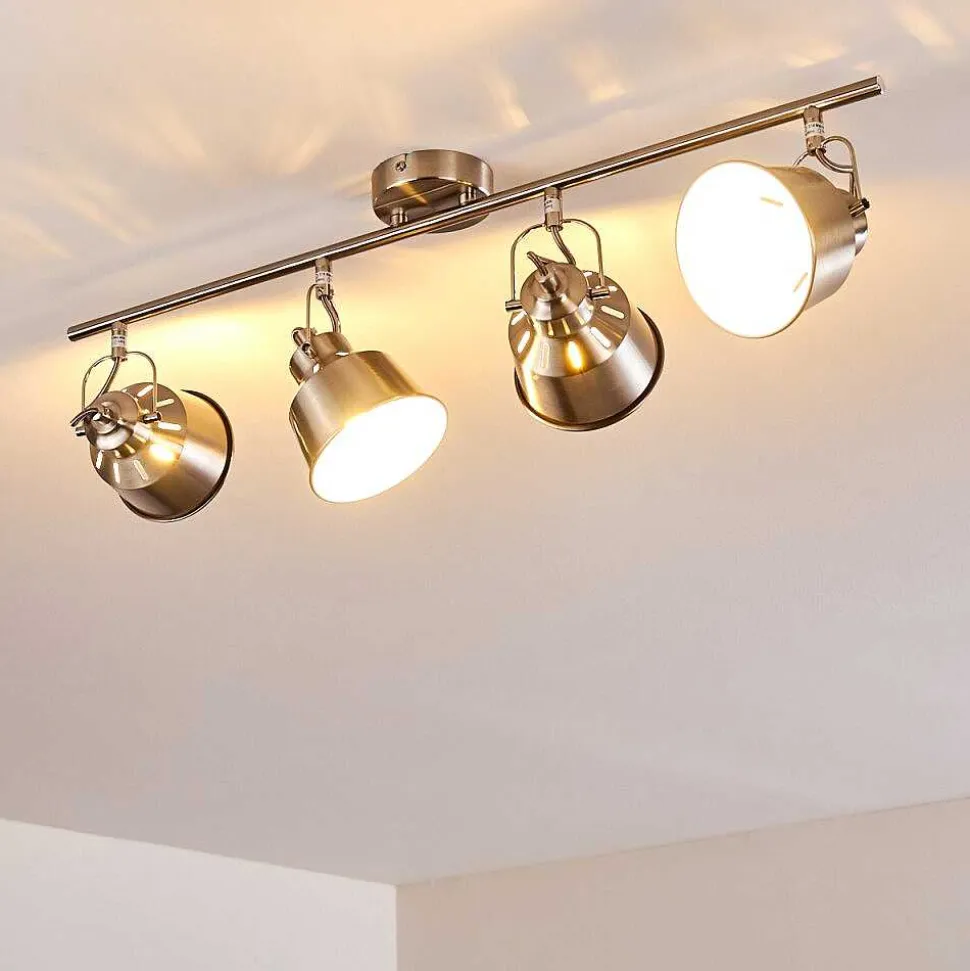 Plafonnier Safari Chrome Brosse, 4 Lumieres