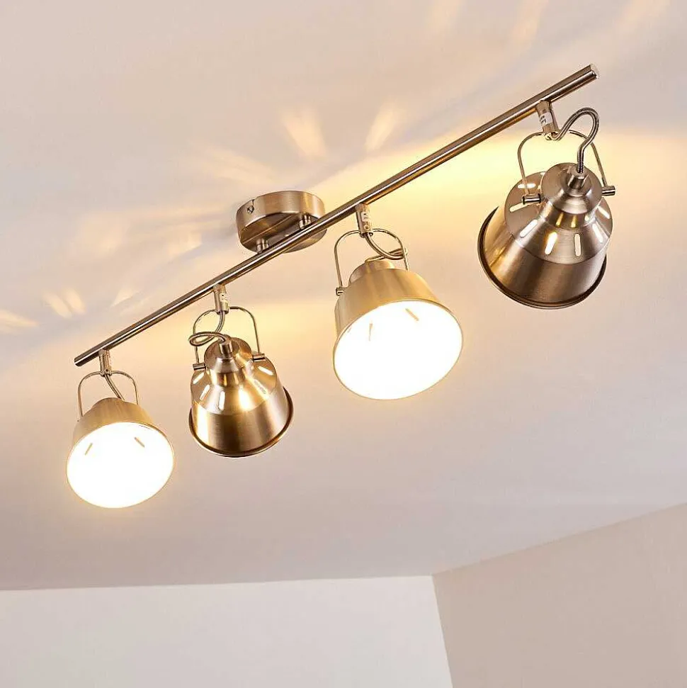 Plafonnier Safari Chrome Brosse, 4 Lumieres