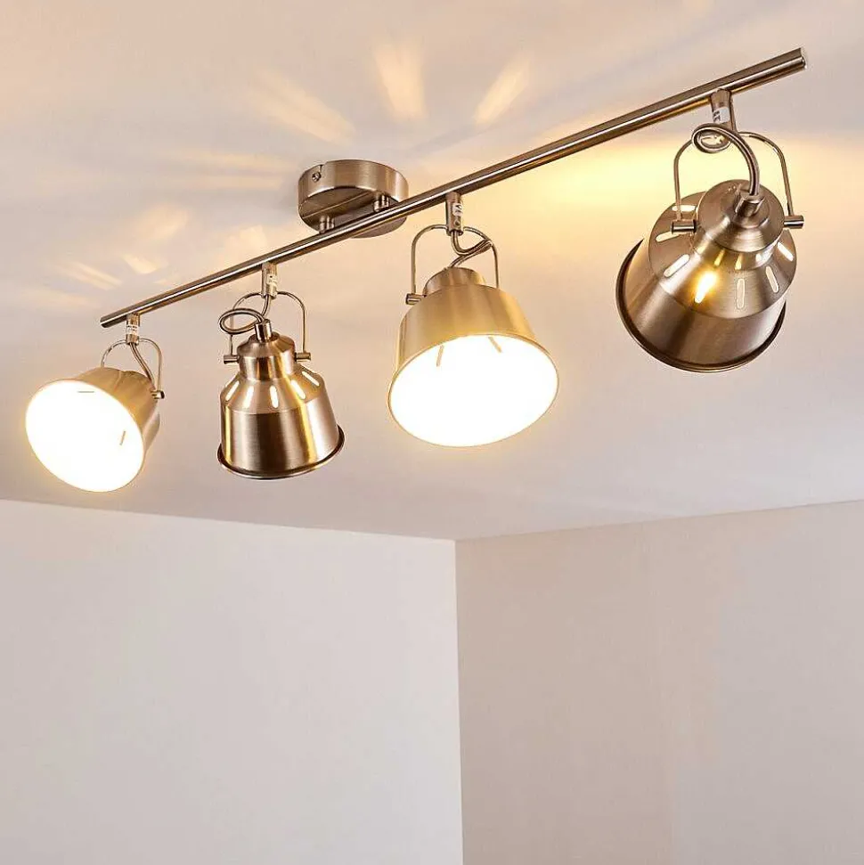 Plafonnier Safari Chrome Brosse, 4 Lumieres