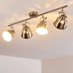 Plafonnier Safari Chrome Brosse, 4 Lumieres