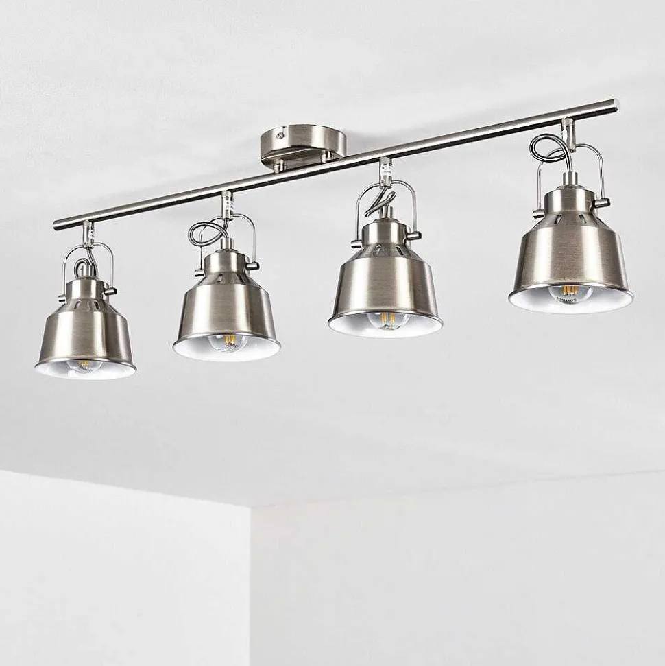 Plafonnier Safari Chrome Brosse, 4 Lumieres