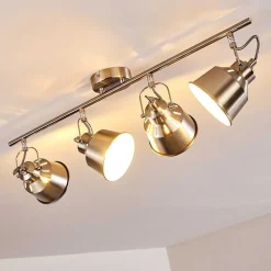 Plafonnier Safari Chrome Brosse, 4 Lumieres