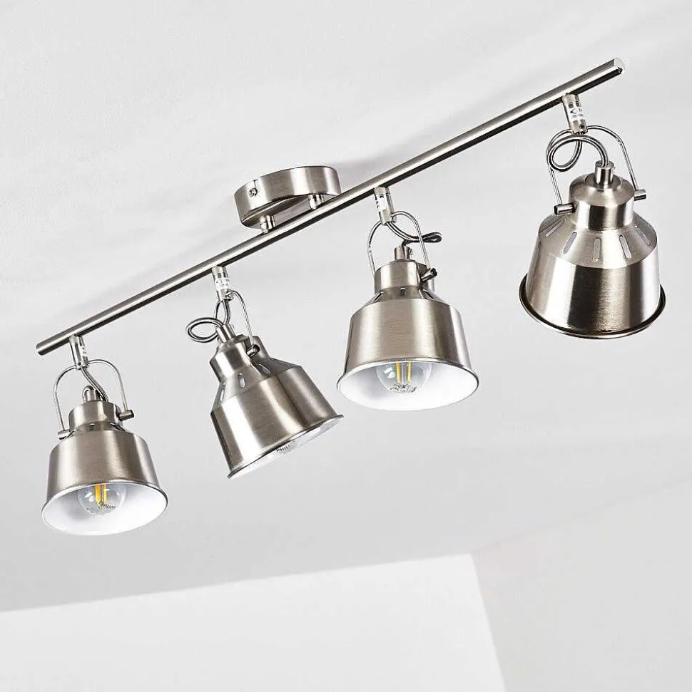 Plafonnier Safari Chrome Brosse, 4 Lumieres