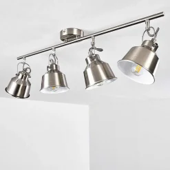 Plafonnier Safari Chrome Brosse, 4 Lumieres