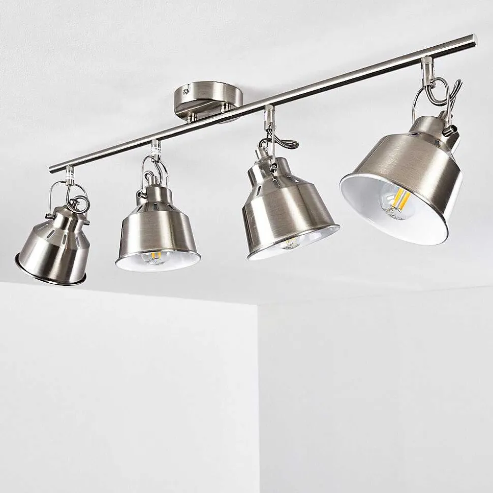 Plafonnier Safari Chrome Brosse, 4 Lumieres