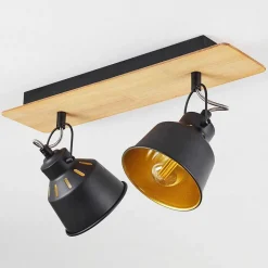 Plafonnier Safari Chrome, Ecru, Noir, 2 Lumieres