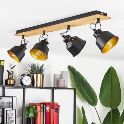 Plafonnier Safari Chrome, Ecru, Noir, 4 Lumieres